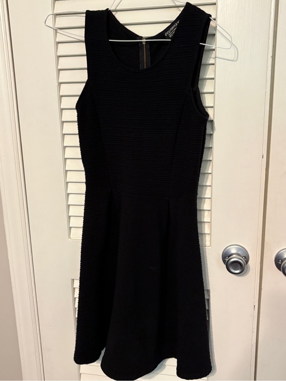 Papermoon Black Sleeveless Textured Skater Dress